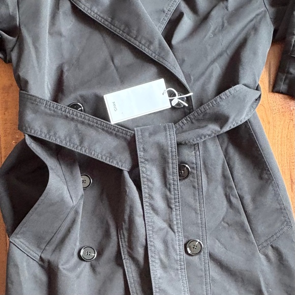 NWT MNG Water Repellent Oversized Double Breasted Trench Coat Womens XXS Black - Picture 6 of 14